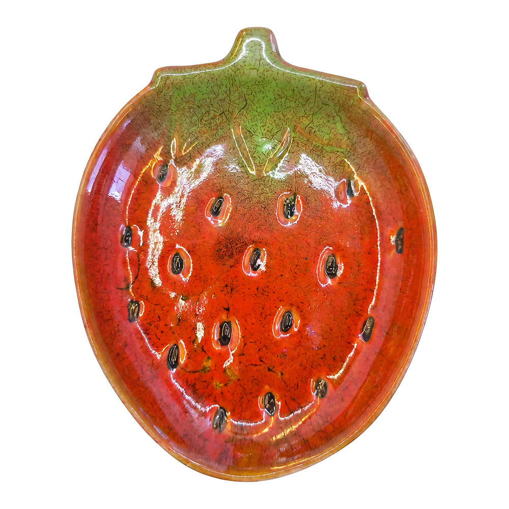 Decorative Bowl/Platter Strawberry Red Green 14x12x2 cm