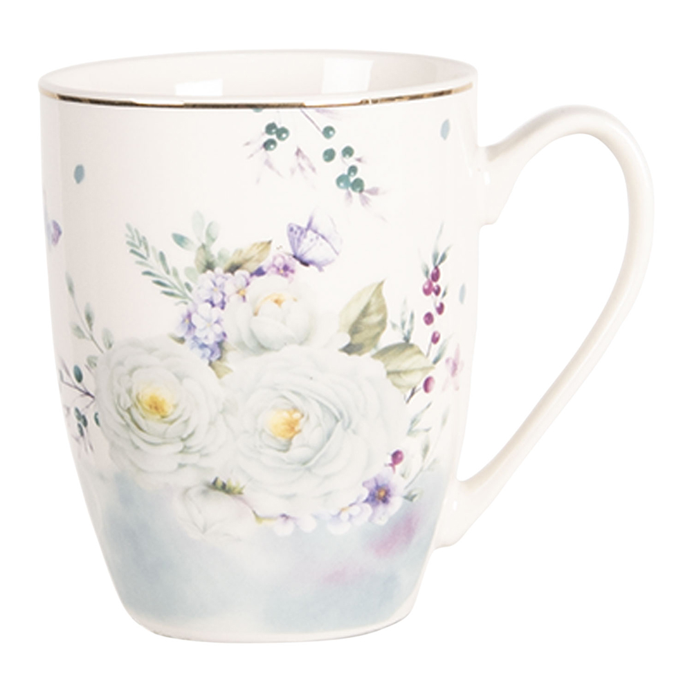 Tasse Weiß, blau 12x8x10 cm / 360 ml