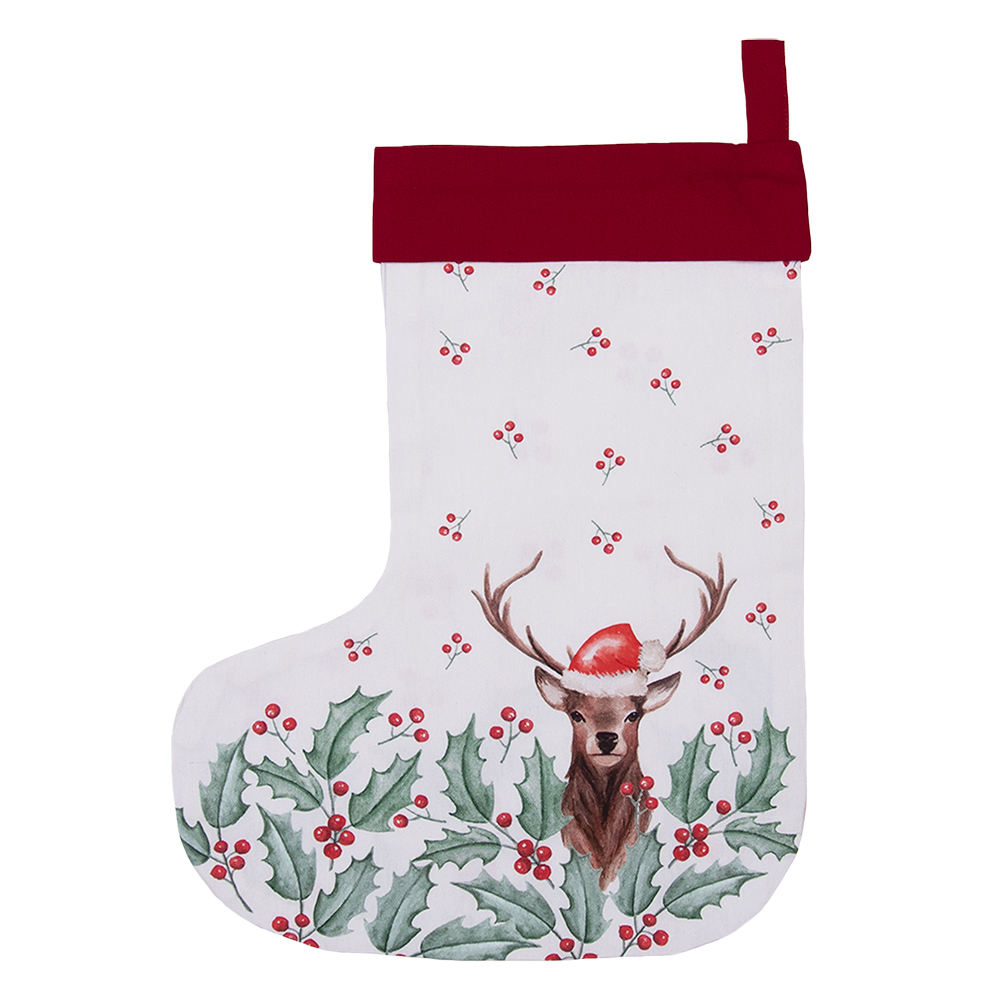 Weihnachtsstrumpf deko Weiß, Rot 30x1x40 cm