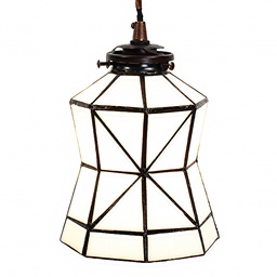 [5LL-6200] Pendant Lamp Tiffany Green, White Ø 15x115 cm E14/max 1x40W
