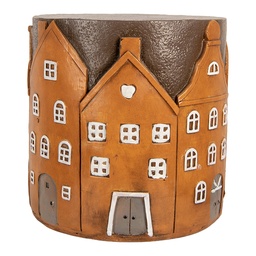 [6MG0128] Hocker Orange Grau Ø 39x40 cm