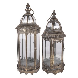 [5Y1415] Lanternes (set de 2) Marron Ø 26x67 / Ø 19x45 cm
