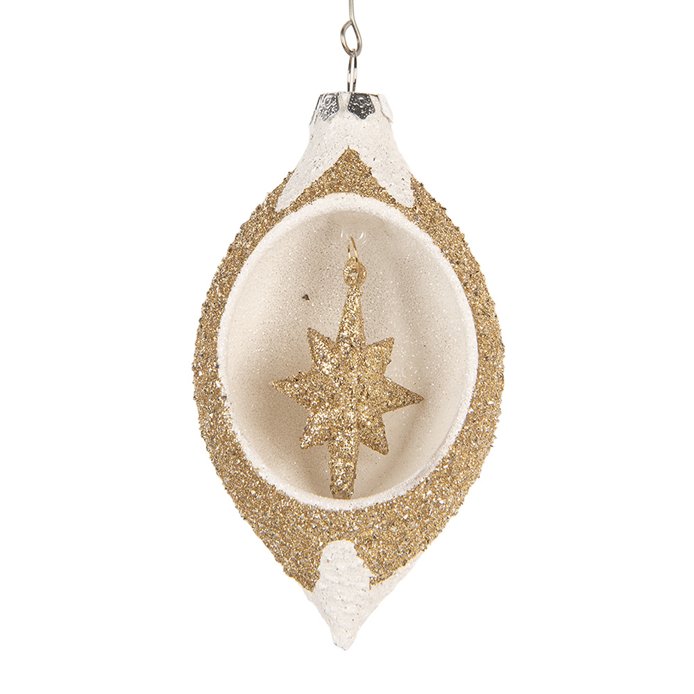 Weihnachtskugel Goldfarbig Weiß 7x6x12 cm