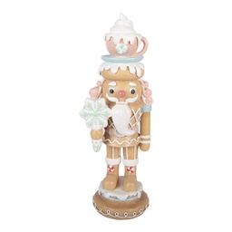 [6PR6353] Christmas Decoration Statue Nutcracker Brown White 11x11x32 cm