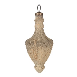 [6GL4519] Weihnachtskugel Beige Ø 7x17 cm
