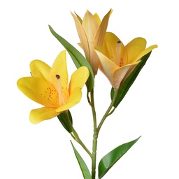 [5PL0119Y] Deko Ast mit Blumen Gelb Grün 17x12x71 cm