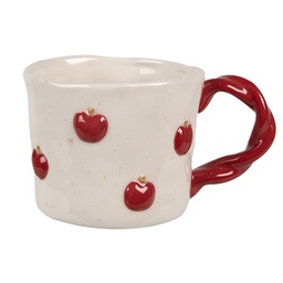 [6CEMU0150] Becher Beige Rot 13x9x7 cm / 200 ml