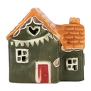 Decoration House with LED Green Orange 8x6x8 cm