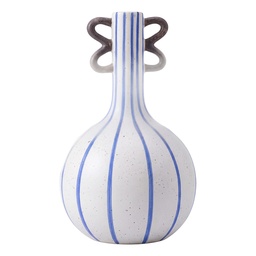 [6CE2513] Vase Blanc Bleu Ø 15x26 cm