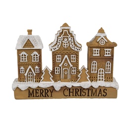 [6PR4194] Decoration House with LED Brown White 13x4x10 cm