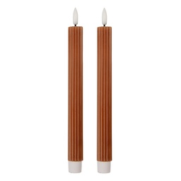 [6CA0002CH] Candle with LED set 2 Brown Ø 2x25 cm / 2xAAA
