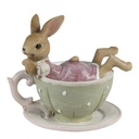 Décoration Lapin Marron Vert 10x8x9 cm