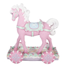 [6PR6233] Décoration Cheval Rose Blanc 35x16x38 cm