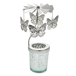 [66000] Tea light carousel Silver colored Ø 8x17 cm