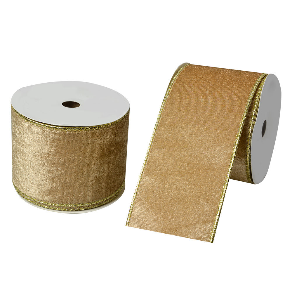 Schleife Beige Goldfarbig 6.3 cm x 5 m