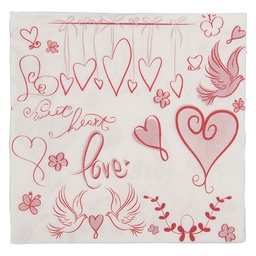 [73155] Serviettes en papier Blanc Rose 33x33 cm (20)