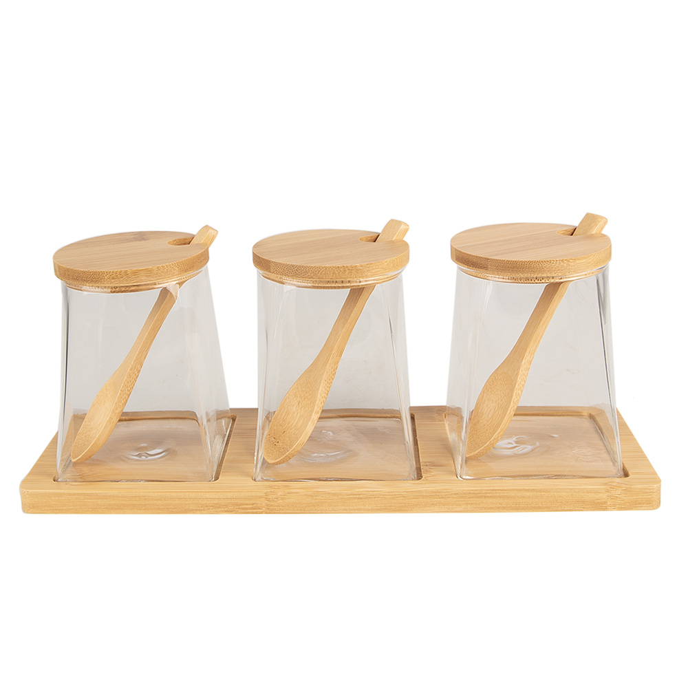 Storage Jar with Lid Transparent (3) 7x7x10 cm / 29x9x12 cm