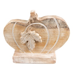 [6H2244] Decorazione Zucca Marrone, Bianco 29x6x22 cm