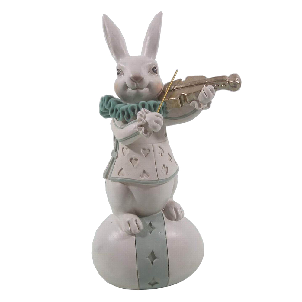 Image de décoration Lapin Blanc, Bleu 8x7x17 cm
