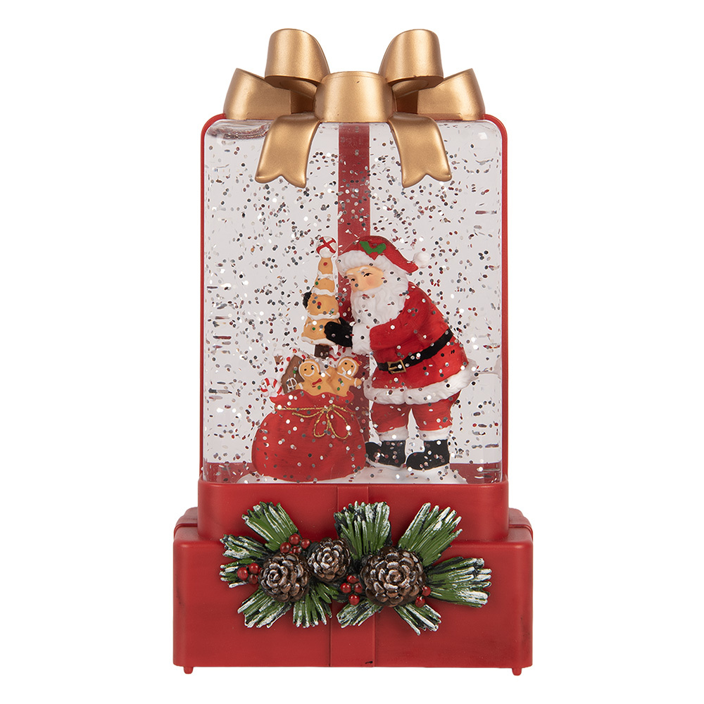 Snow globe with LED Red Gold colored 10x6x18 cm / 3xAAA
