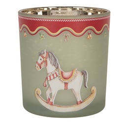 [6GL5472] Tealight holder Green Red Ø 7x8 cm