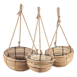 [6RO0511] Aufbewahrungskorb (3er set) Braun (3) Ø 28x15 / 24x14 / 20x11 cm