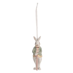 [6PR4987] Decorative Hanger Rabbit White Green 4x4x10 cm