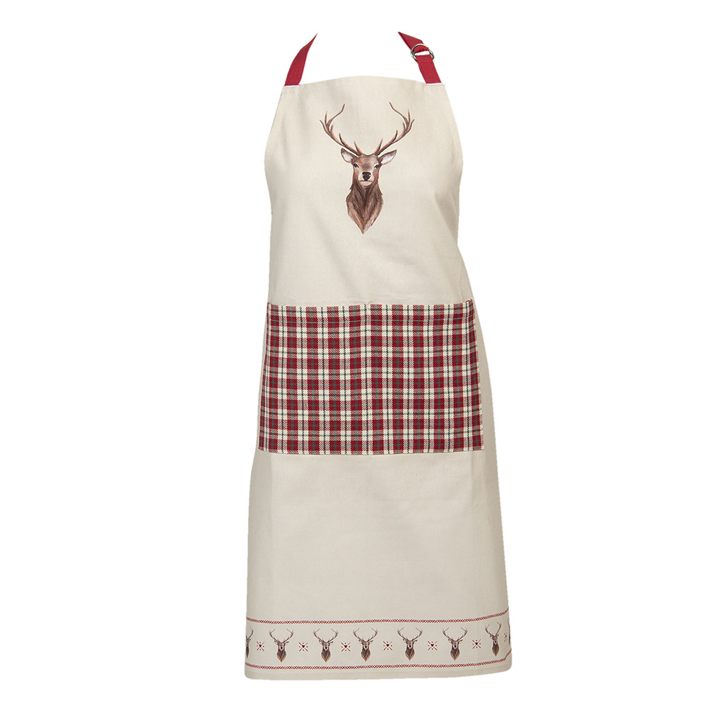Kitchen Apron Beige, Red 70x85 cm