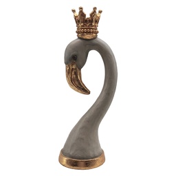 [6PR6475] Candle Holder Bird Grey 10x9x29 cm