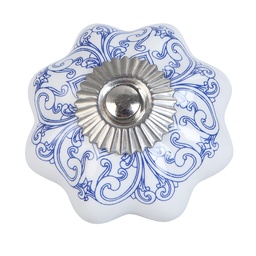 [63417] Pomello per Porta Blu Bianco Ø 4x3 cm / S3 cm