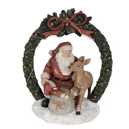 [6PR4959] Weihnachtsdeko Standbild Weihnachtsmann mit LED Rot, Grün 19x12x23 cm
