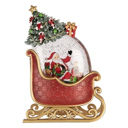 [6PR6167] Snowball with LED Red Gold colored 17x9x25 cm / 3xAA
