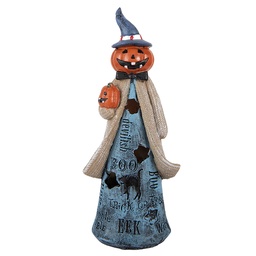[6PR6331] Statue Woman with Pumpkin Head with LED Blue Orange 10x8x23 cm