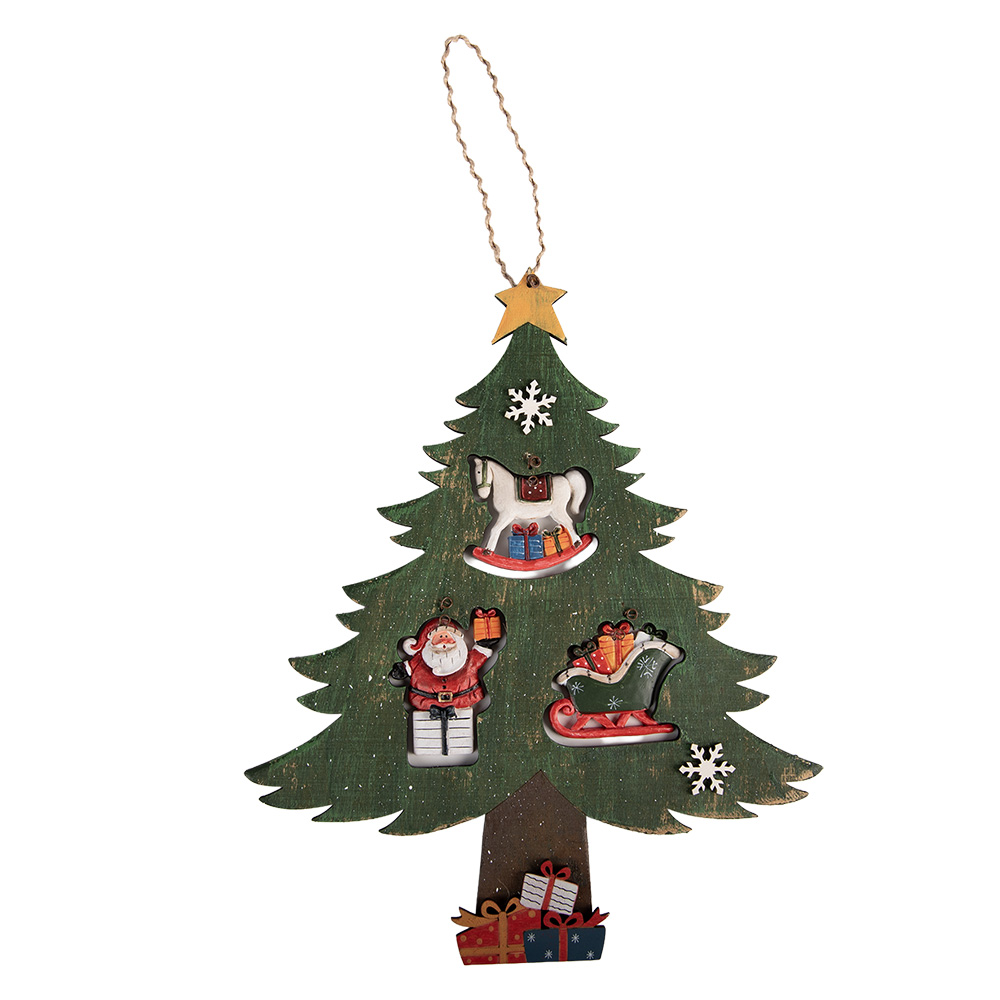 Deko Anhänger Weihnachtsbaum Grün Rot 32x2x39 cm