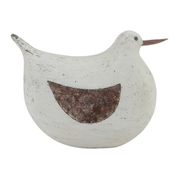 [6H2522] Deko Vogel Weiß Braun 21x9x15 cm