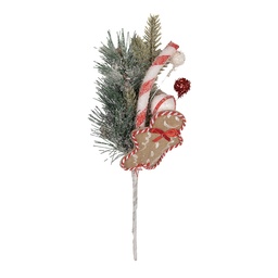 [65865] Weihnachtsdeko Ast Grün Rot 10x8x30 cm