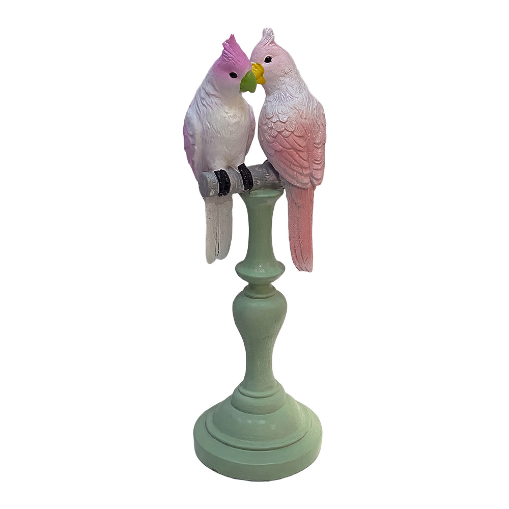 Décoration Perroquets Blanc Rose 9x9x28 cm