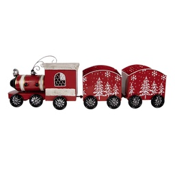 [5Y1383] Decoration Train Red White 64x13x21 cm