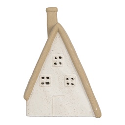 [6CE2174S] Dekoration Haus mit LED Beige 9x7x13 cm