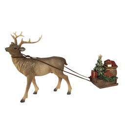 [6PR3909] Decoratie rendier met slee 30x9x20 cm