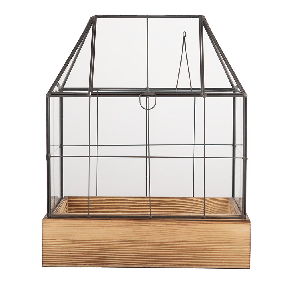 Serre de décoration Transparent Marron 26x17x32 cm