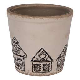 [6CE2123M] Flower Pot Inside Beige Black Ø 15x14 cm