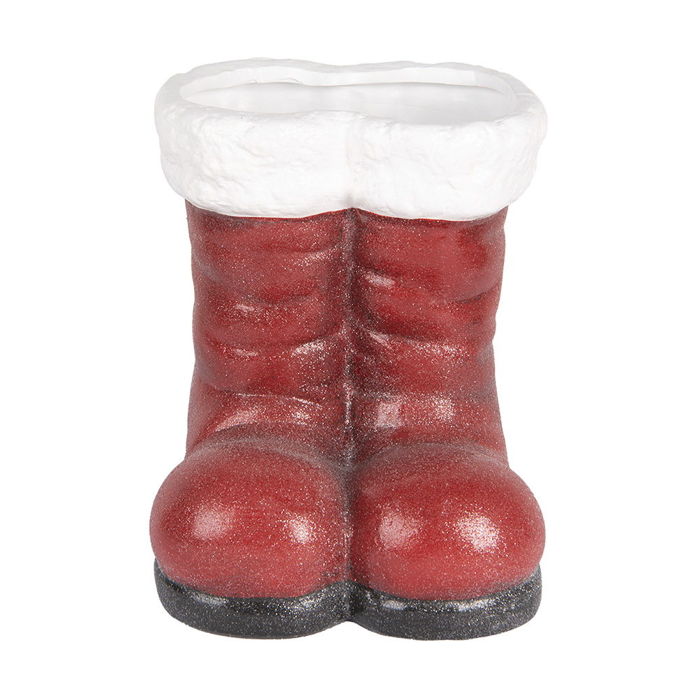 Deko Stiefel Weihnachtsmann Rot Weiß 22x22x23 cm