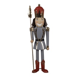 [6Y5608] Decoration Statue Nutcracker Grey Red 12x9x36 cm
