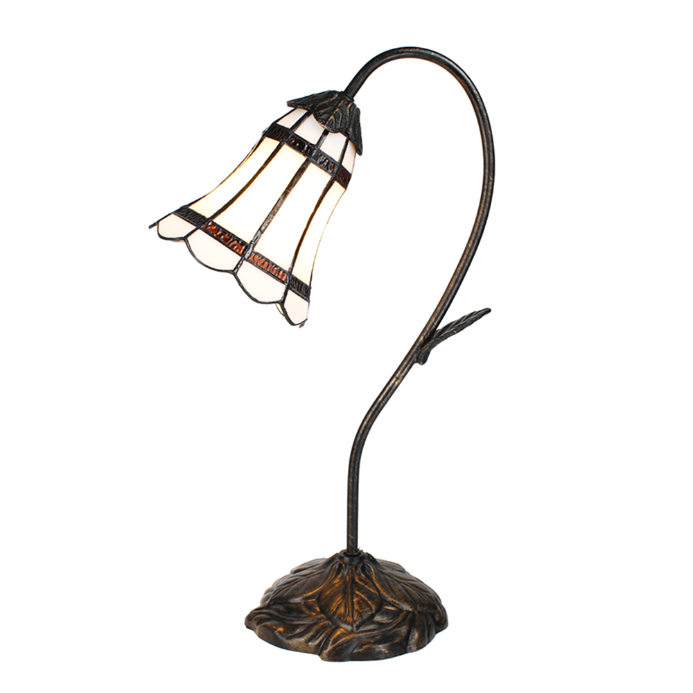 Tiffany Tischlampe Weiß Braun 30x17x48 cm E14/max 1x25W