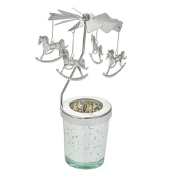 [66081] Tea light carousel Silver colored Ø 8x17 cm
