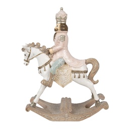 [6PR3911] Pendentif décoratif cheval à bascule Blanc, Rose 22x9x29 cm