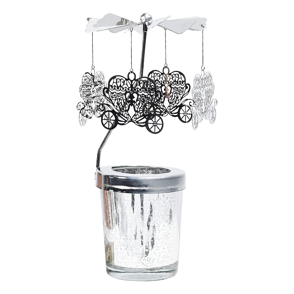 Tea light carousel Silver colored Ø 8x17 cm