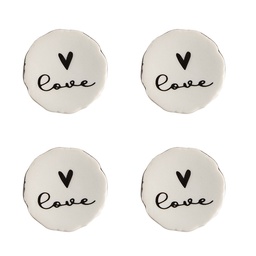 [65289] Doorknob set of 4 Beige, Black Ø 4x3/6 cm