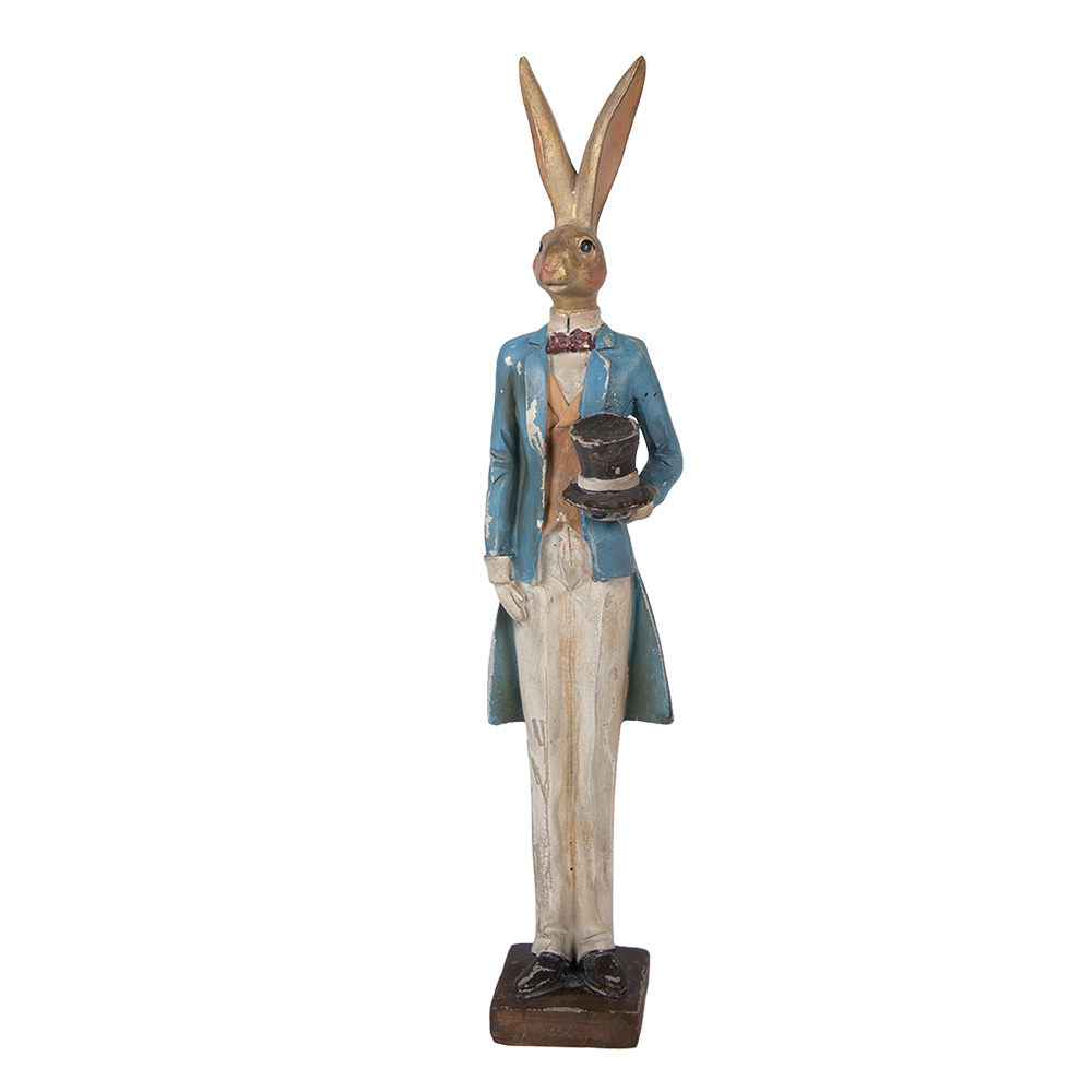 Décoration Lapin Couleur or Bleu 7x6x32 cm